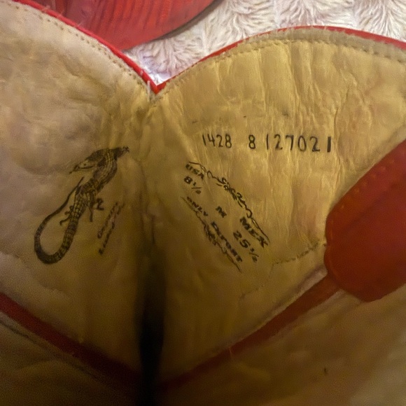 Red Western Real Exotic Leather Cowboy Boots! - Picture 10 of 14